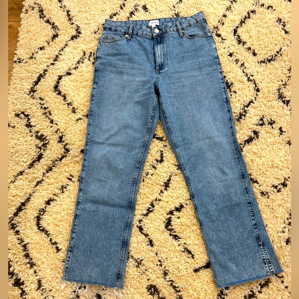 The Drop Woman’s Ian Mid Rise Relaxed Straight Side Slit Detail Size 29